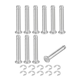 sourcing map 10Set M4x25mm 304 Stainless Steel Cylindrical Shaft Snap Ring Locating Pin, Flat Head Grooved Hinge Cylinder Position Pin with E Clip Retaining Ring, Silver