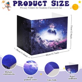 SATINIOR 24 Pcs Privacy Folders for Students, Desk Dividers for Classroom Testing, Student Privacy Boards Classroom Must Have, 12 Colors Study Panel for School Teacher Supplies(Galaxy Style)