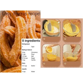 Stainless Steel Churro-Maker-Machine Kit-with 25 Pieces, Easy To Clean with Churros-Press,8 Piping nozzles and tips, 5 Mini Forks, Silicone Spatula & Cleaning Tool –Baking Set for Homemade Churros