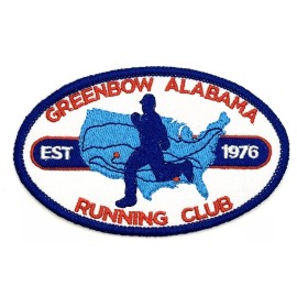 Retro Greenbow Alabama Running Club Forest Gump Movie Blue Patch Vintage Style Retro