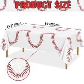 APUXXJUPA Baseball Tablecloth - Baseball Pattern Table Covers Plastic Waterproof Decorations for Game Day Sports Theme Party Supplies, 4 Pack, 51'' x 86''