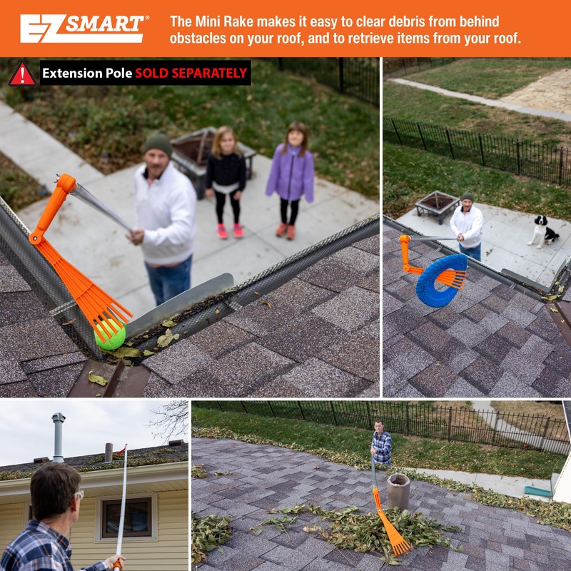 EZ Smart Mini Rake Head – Gutter Rake Tool for