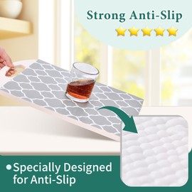 Shelf Liners for Kitchen Cabinets 12in x 20FT Non Adhesive Drawer Liner Gray Quatrefoil Thickened Shelf Liner Paper Strong Non-Slip Easy to Clean for Tool Box Refrigerator with Knife and Tape Measure