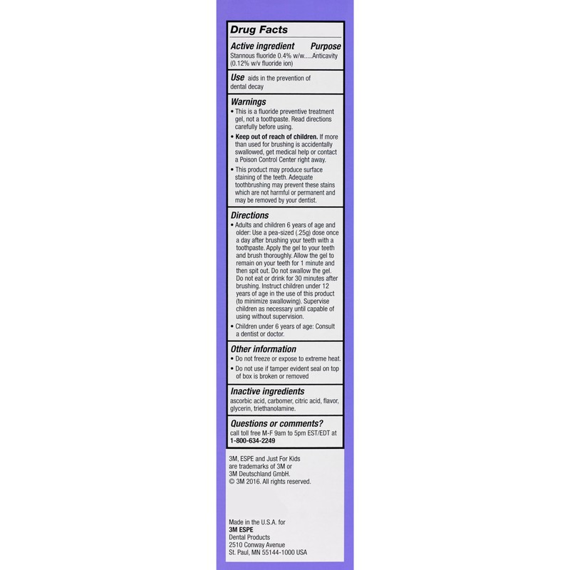 3M 70201400762 Just For Kids 0.4% Stannous Fluoride Brush On