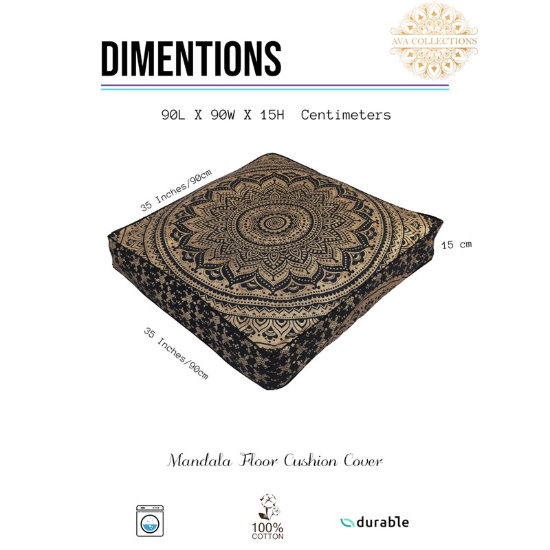 35" Mandala Large Floor Pillow Cover Meditation Cushion Seating Throw