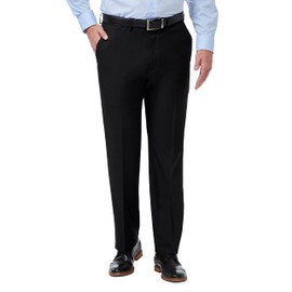 Haggar Men's Premium Comfort Classic Fit Flat Front Dress Pants-Regular and Big & Tall Sizes, Black, 36W x 30L