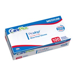 Disposable Blue Vinyl Gloves, Medium Size, Cleaning Gloves, Non Latex, Plastic Gloves, Food Service Gloves, Ambidextrous Gloves, Powder Free, All Purpose Gloves, 100 Count Dispenser Box, Blue Gloves