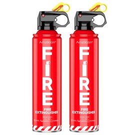 AmzBoom 2-Pack Fire Extinguisher for Home, Kitchen, Car, and Grill with Mounting Bracket– Extinguishing Spray, Compact A, B, C, K – Eco-Friendly, Prevents Reignition.