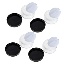 Baluue 4 Sets Portable Empty Loose Powder Container Durable Makeup Storage Boxes with Soft Puff for Travel Office and Daily Use