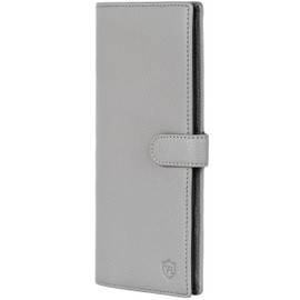 VON HEESEN Leather Wallet for Men and Women, gray, Portrait