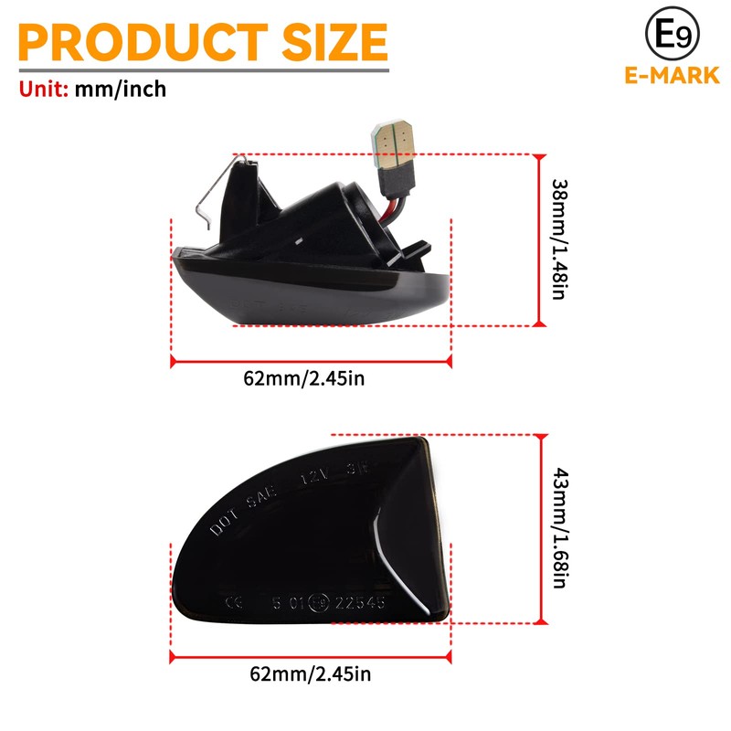 OZ-LAMPE 2Pcs Dynamic Side Indicator for BENZ Smart Fortwo W451