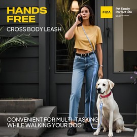 Fida Hands Free Dog Leash for Small Dogs, Adjustable Crossbody/Waist Leash for Small/Medium/Large Dogs, Waterproof Hands-Free Dog Leashes for Running, Walking & Training(S, Blue)
