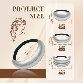 TOAOB Pack of 5 Geometric Elastic Hair Ropes Silver Metal Hair Bobbles Elastic Hair Cuffs Ponytail Hair Cuffs
