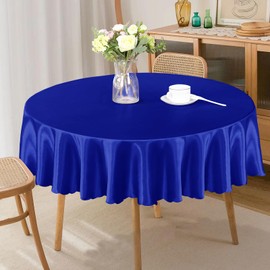 Homiest 1 Pack 60 Inch / 5ft Round Tablecloth Satin Table Cover, Royal Blue Table Cloth Overlay for Wedding Reception Graduation Banquet