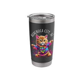 Huachuca City Arizona Dancing Cat Colorful Cute Kitty Design Stainless Steel Insulated Tumbler