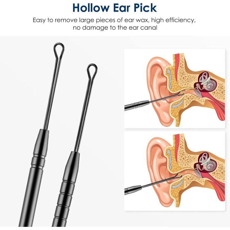 ECKXCH Ear Cleaning Kit Safe Ear Wax Removal Tool Black