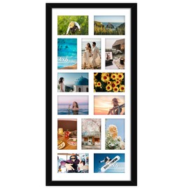 DUENPY 14x30 Picture Frame 4x6 Collage Picture Frame Displays Fourteen 4x6 inch Photos Collage Wall Decor Wall Hanging Black