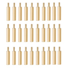 50pcs Hex Spacers M3 x20mm + 6mm Female Thread Gold Tone Brass Standoffs