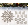12pk Glitter Snowflake Hanging Decorations, Christmas Tree Snowflake Baubles/Ornaments (Champagne
