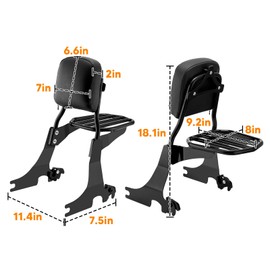 Mofun Passenger Backrest Sissy bar & Luggage Rack Detachable Compatible with 2004-2023 Harley Sportster XL 883 1200,Black