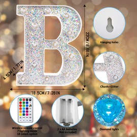 Light Up Letters, Lights Sign 18 Color Changing 26 Alphabet Glitter Shiny Letter Lights Gifts for Girls Women Birthday Christmas Bedroom Party Wedding Decoration (Z)