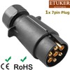 ETUKER 7-Pin Trailer Male Plug - Waterproof 12N Electrical Connector