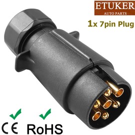 ETUKER 7-Pin Trailer Male Plug - Waterproof 12N Electrical Connector for Towing and Light Board