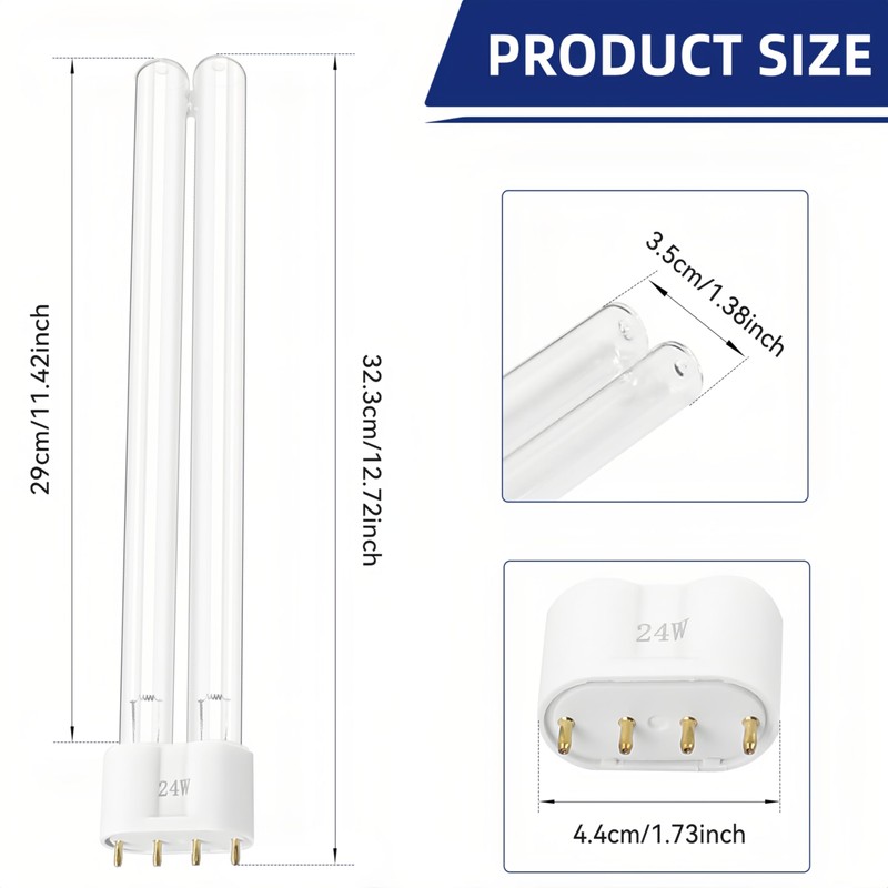 MEANYU 2 Pack 24 Watts UV Light Bulbs, 12.7" 2G11