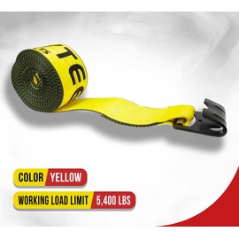 Mytee Products 4" x 40' Truck Straps for Flatbed Trailer with Flat Hook - 16200 LBS Breaking Strength, 5400 LBS WLL (10 Pack) | 4 inch Flatbed Winch Straps Heavy Duty | Load Straps for Semi Trailer