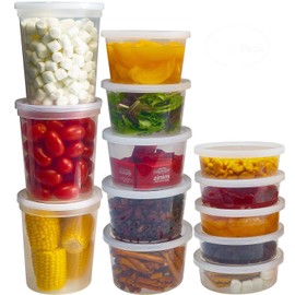 DuraHome Food Storage Containers with Lids 8oz, 16oz, 32oz Freezer Deli Cups Combo Pack, 70 Sets BPA-Free Leakproof Round Clear Takeout Container Meal Prep Microwavable (70 Sets - Mixed sizes)