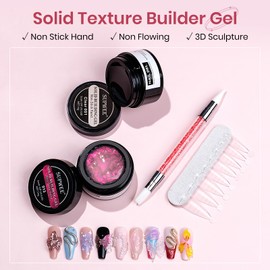 SUPWEE Clear & Aurora Pink Non-Stick Hand Hard Solid Builder Gel 3D Sculpting Gel for Nail Art Molding Nails for Extension Carving Beauty Charms for for Nail Art Home DIY Manicure
