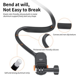 VRIG Magnetic Neck Mount with Phone Holder, One-Click Quick Release & Claw-Mini Action Camera Adapter Mount for Go Pro Hero 13/12/11/10/9, for DJI Action 5 Pro/4/3, for Insta 360 Ace Pro