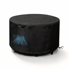 TheElves Fire Pit Cover Round, 42in Firepit Covers Round Waterproof Heavy Duty for 41-42 Inch Propane Firepits, Gas Firepits, Fireplace, Fire Table - 42''D x 22''H