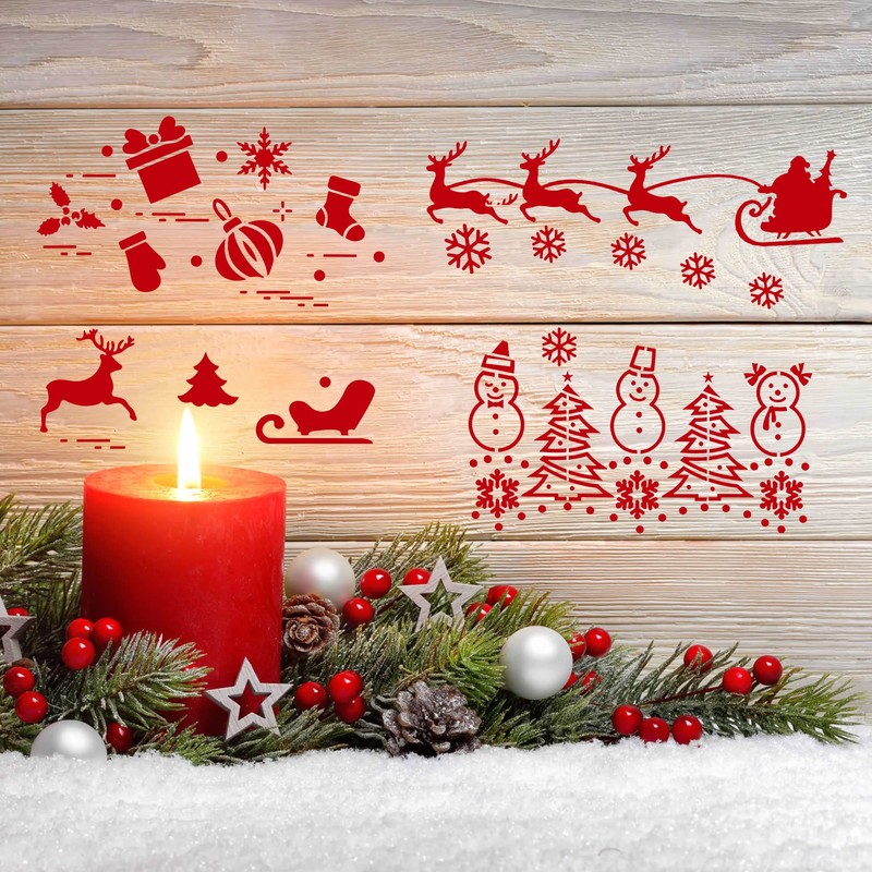 24 Pieces Christmas Stencils Template Reusable Plastic Craft Painting Stencils