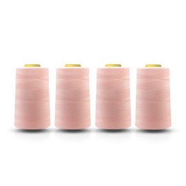 Realm Overlocking Sewing Machine Polyester Thread x Four 5000 Yards Cones White Black Natural Navy Red Grey (Deep Peach)