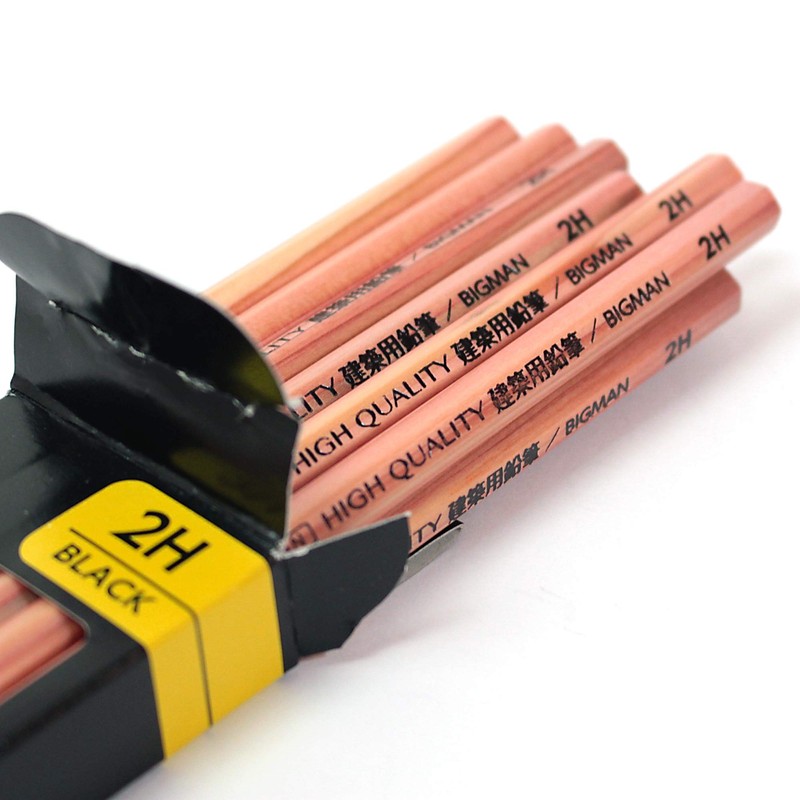 BIGMAN BAP-2H12 Architectural Pencils, Pack of 12, 2H
