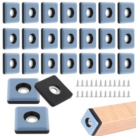 Pack of 24 Furniture Gliders for Screwing Teflon Gliders Square Furniture Gliders Chair Glides with Stainless Steel Screws for Furniture Armchair Chair Legs, 25 x 25 mm (Colour: Blue)