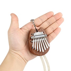 Alnicov 8 Keys Kalimba Thumb Piano, Super MiNi Solid Wood Finger Piano with Lanyard, Suitable for Beginners in Birthday, Christmas and Other Occasions (Cat Ear Shape)