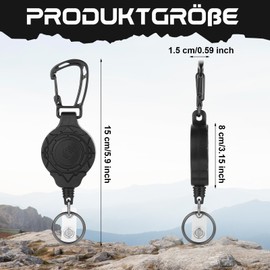 Retractable Key Ring, Extendable ID Card Yo-Yo with 31.5 Inch Steel Cable, Durable Carabiner Card Holder, ID Clip for ID Card Holder, Keys