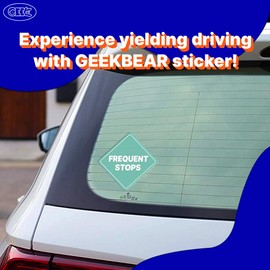 GEEKBEAR Delivery Driver Frequent Stops Car Sign - Sticker or Magnet & Color Options, Weather-Resistant - Diamond Shape 6.8 x 6.8 in (Mint, See-Through Sticker)