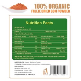  Sunature Non-GMO Goqi Powder, Premium Quality Organic Superfood, Bulk Organic Go Qi Zi, Organic Freeze Dried Go Qi Powder, 5 lbs, Vacuum Sealed for Freshness, Kosher Vegan, Green