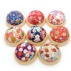 1Pcs Japanese Style Cherry Blossom Pin Cushion, Round Wooden Base