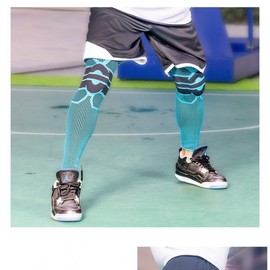 Sports Long Thermal Compression Leg Sleeves Knee & Shin Protector for Basketball, Soccer, Hiking Running XL/Sky Blue 5ea