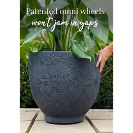 Omnia Plant Caddy with Wheels Heavy-Duty Plant Stand Outdoor Indoor, Round Plant Saucer Tray for Patio, Flower Pot Mover on Wheels, Rolling Tray Garden Dolly Trolley 200 lbs Cap 12" (1, White)