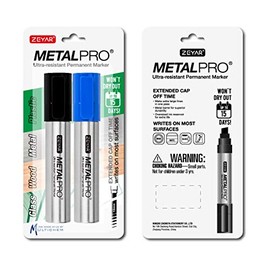 ZEYAR Permanent Markers, JUMBO Size, Set of 2, Premium Waterproof & Smear Proof Markers, Quick Drying- Great on Plastic,Wood,Stone,Metal and Glass for Doodling and Marking (Black & Blue)
