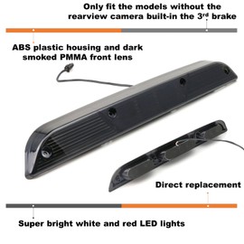 iJDMTOY Smoked Lens Full LED High Mount Third Brake/Stop Light Assembly Compatible with Ford 2015-2020 F-150, 2017-up F-250 F-350, 2019-up Ranger, 2022-up Maverick
