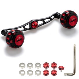 HEIGHTEN 5.1 inches (130 mm) Bait Reel Handle, 7 Colors, 70 Aviation Aluminum, Shimano Daiwa, Abu Garcia, Universal Use, Bait Reel (Black & Red) (56)