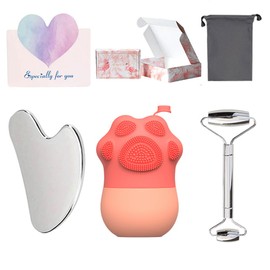 Un Accesorio Facial para Aplicar Hielo, Iluminar el Cutis y limpiar el Rostro, Que Incluye una Bolsa de Almacenamiento Gris y una Bonita Tarjeta de Felicitación, Ideal Como Regalo para San Valentín, Navidad y el Día de la Madre. (Pink)