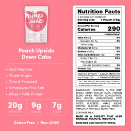 Oats Overnight - Peach Upside Down Cake - 20g Protein, High Fiber Breakfast Shake - Gluten Free, Non GMO Oatmeal (2.7 oz per meal) (16 Pack)