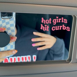 3x Hot Girls, Hit Curbs Rearview Mirror Decal,Vinyl Car Decals For Women,Pink Car Mirror Sticker,Vanity Mirror Stickers,Girl Car Decal,Car Window Decal, Self Affirmations Decal